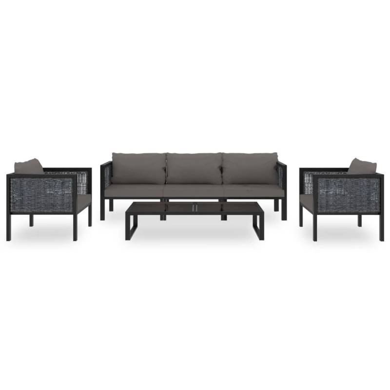 vidaXL 6-tlg Garten-Lounge-Set mit Auflagen Poly Rattan Anthrazit Modell 1 von VIDAXL