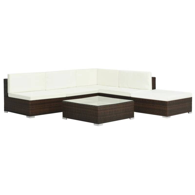 vidaXL 6-tlg Garten-Lounge-Set mit Auflagen Poly Rattan Braun Modell 11 von VIDAXL
