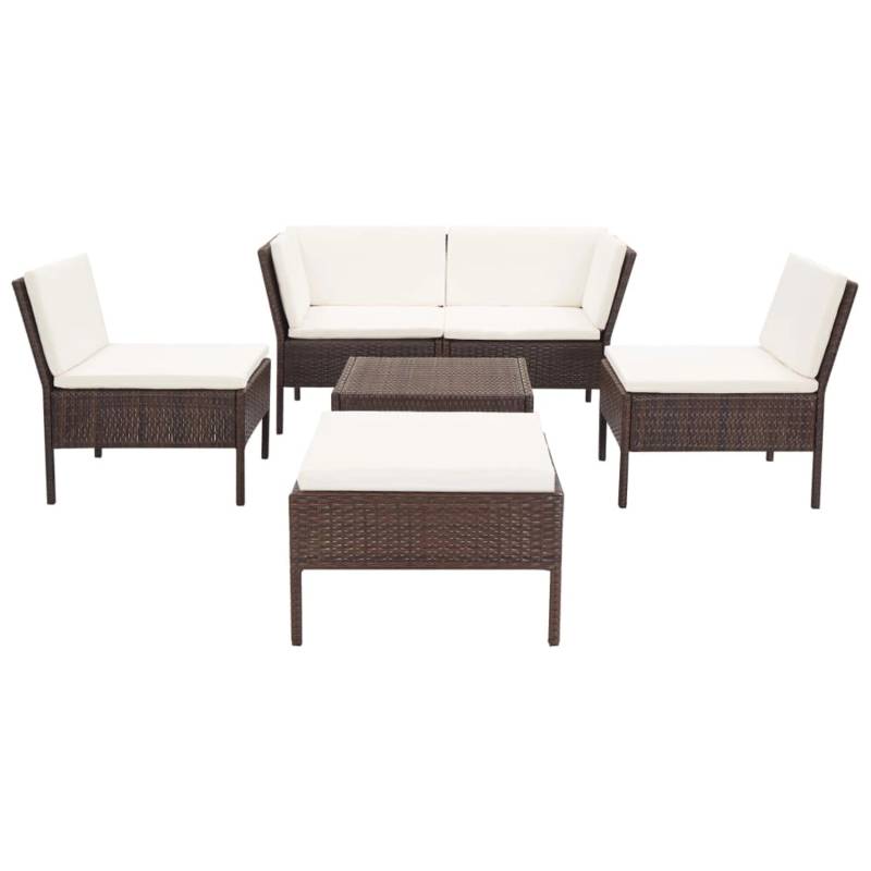 vidaXL 6-tlg Garten-Lounge-Set mit Auflagen Poly Rattan Braun Modell 16 von VIDAXL