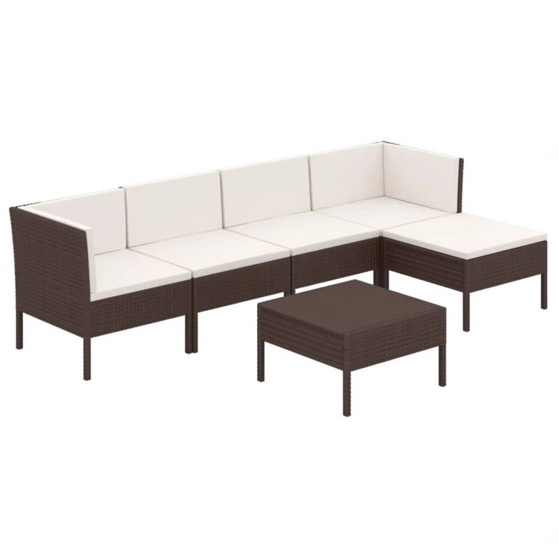 vidaXL 6-tlg Garten-Lounge-Set mit Auflagen Poly Rattan Braun Modell 22 von VIDAXL