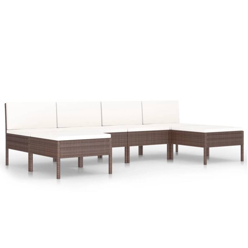 vidaXL 6-tlg Garten-Lounge-Set mit Auflagen Poly Rattan Braun Modell 3 von VIDAXL