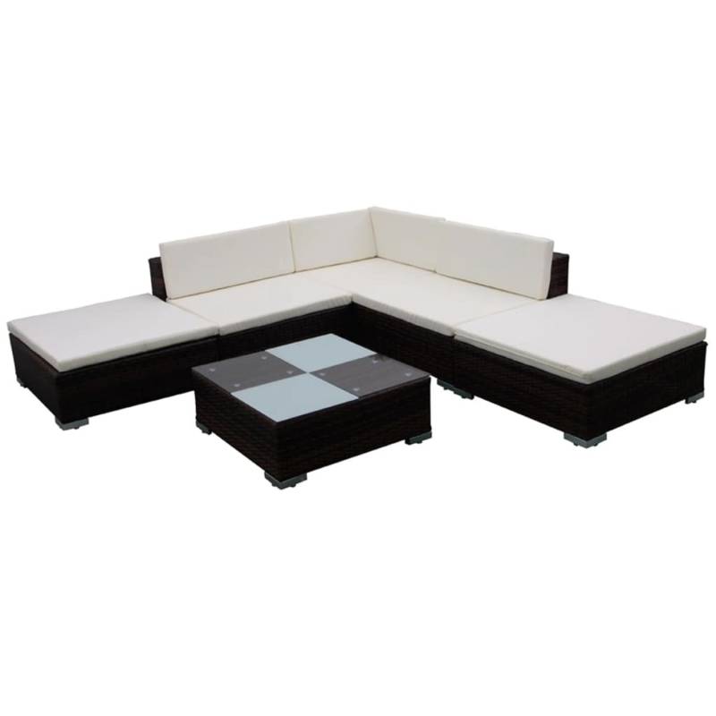 vidaXL 6-tlg Garten-Lounge-Set mit Auflagen Poly Rattan Braun Modell 7 von VIDAXL