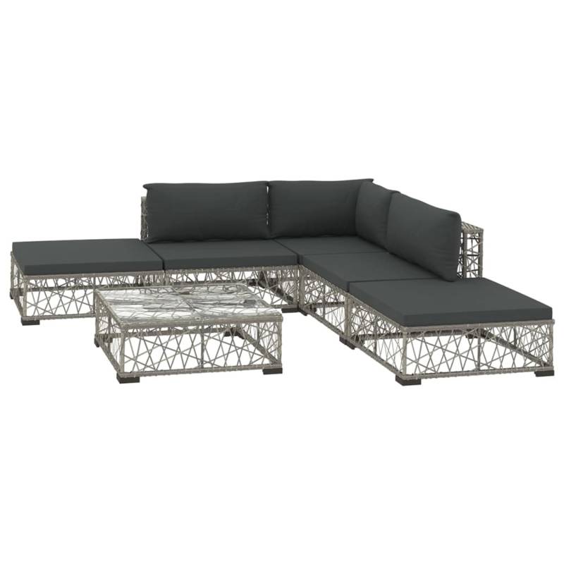 vidaXL 6-tlg Garten-Lounge-Set mit Auflagen Poly Rattan Grau Modell 14 von VIDAXL
