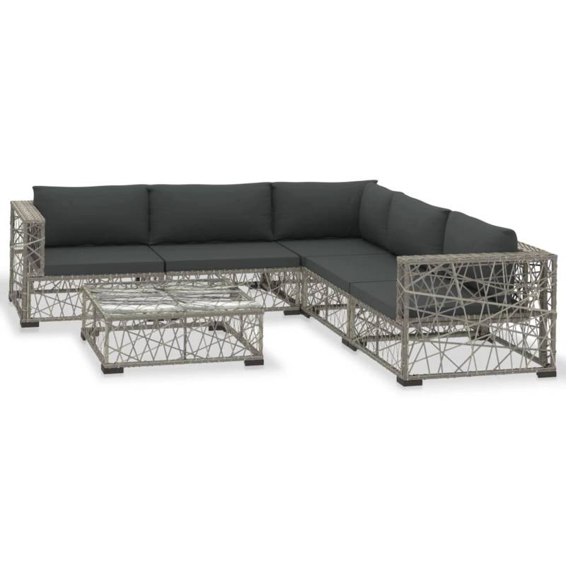 vidaXL 6-tlg Garten-Lounge-Set mit Auflagen Poly Rattan Grau Modell 15 von VIDAXL