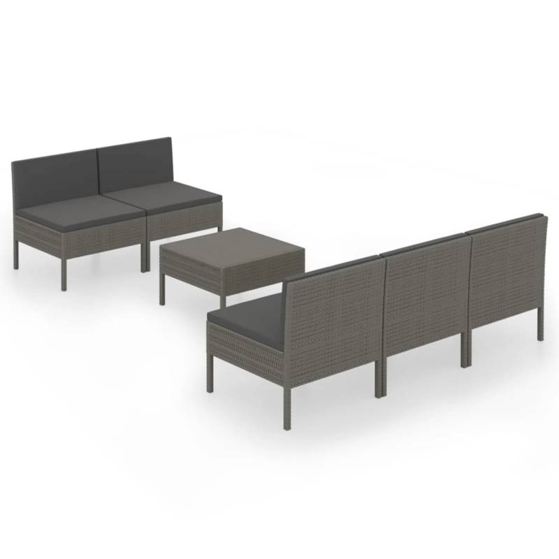 vidaXL 6-tlg Garten-Lounge-Set mit Auflagen Poly Rattan Grau Modell 18 von VIDAXL