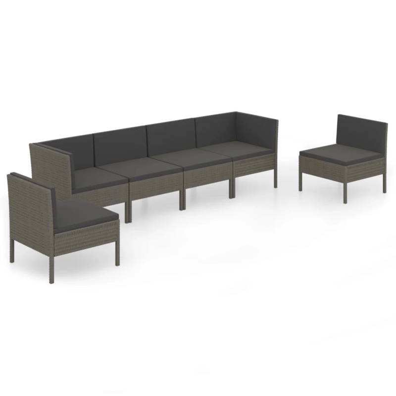 vidaXL 6-tlg Garten-Lounge-Set mit Auflagen Poly Rattan Grau Modell 19 von VIDAXL