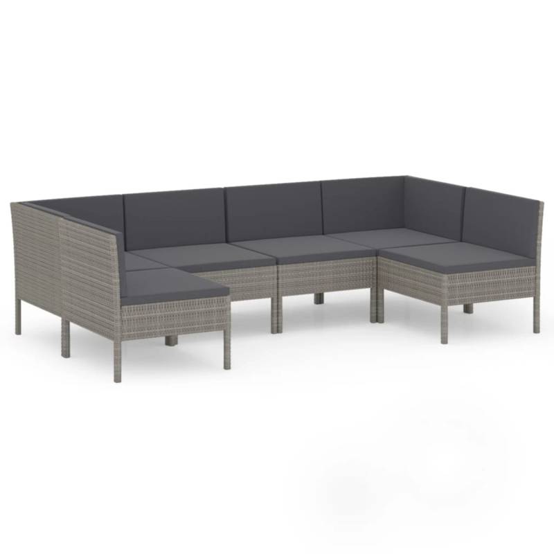vidaXL 6-tlg Garten-Lounge-Set mit Auflagen Poly Rattan Grau Modell 23 von VIDAXL
