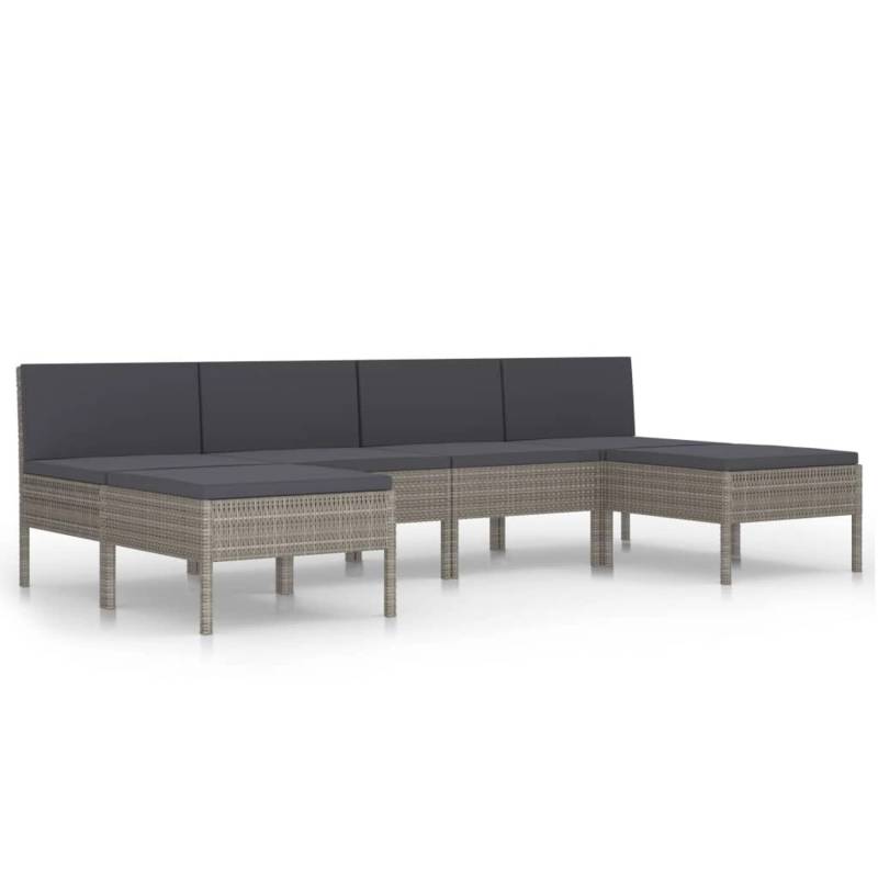 vidaXL 6-tlg Garten-Lounge-Set mit Auflagen Poly Rattan Grau Modell 3 von VIDAXL