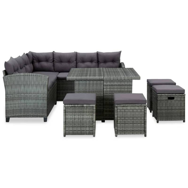 vidaXL 6-tlg Garten-Lounge-Set mit Auflagen Poly Rattan Grau Modell 5 von VIDAXL