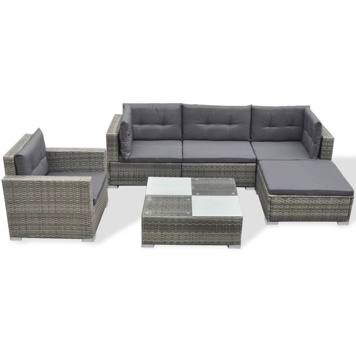 vidaXL 6-tlg Garten-Lounge-Set mit Auflagen Poly Rattan Grau Modell 6 vidaXL 6-tlg Garten-Lounge-Set mit Auflagen Poly Rattan Grau Modell 6 von VIDAXL