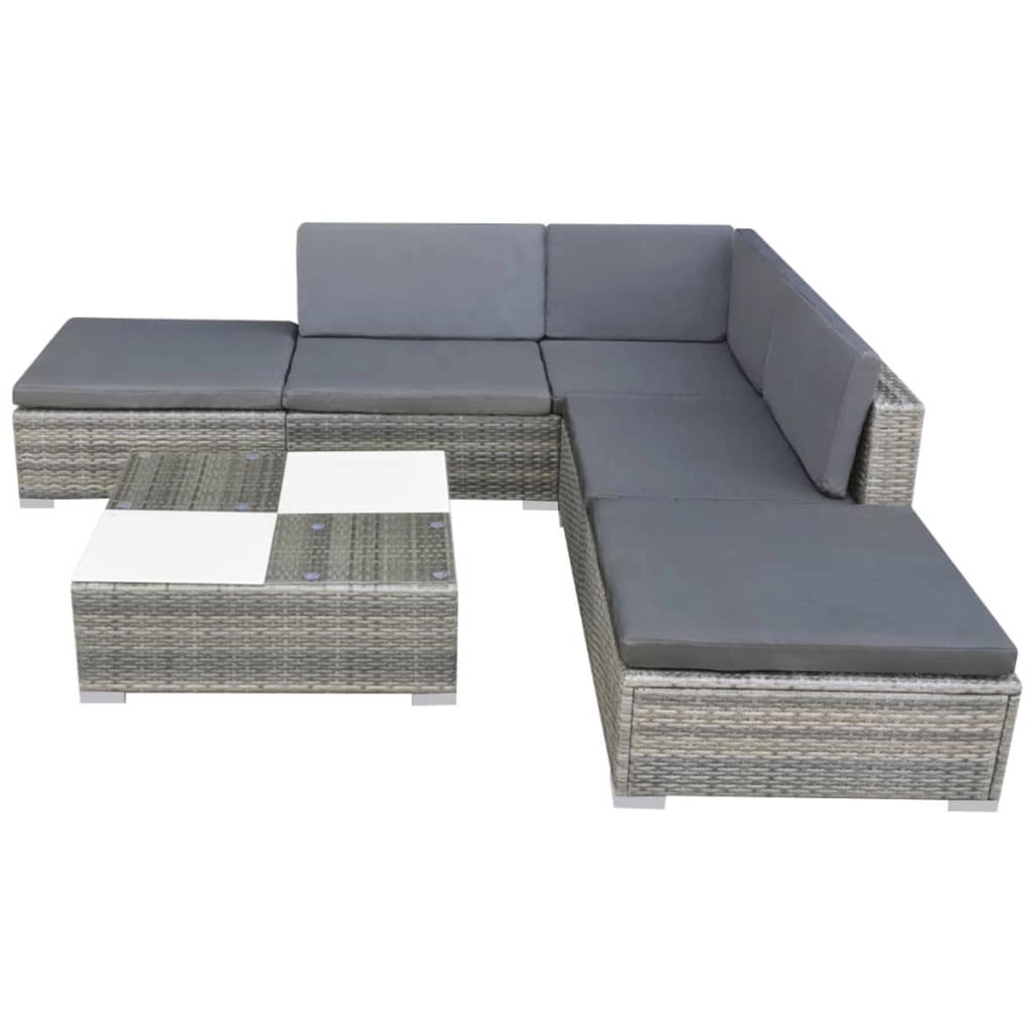 vidaXL 6-tlg Garten-Lounge-Set mit Auflagen Poly Rattan Grau Modell 7 vidaXL 6-tlg Garten-Lounge-Set mit Auflagen Poly Rattan Grau Modell 7 von VIDAXL