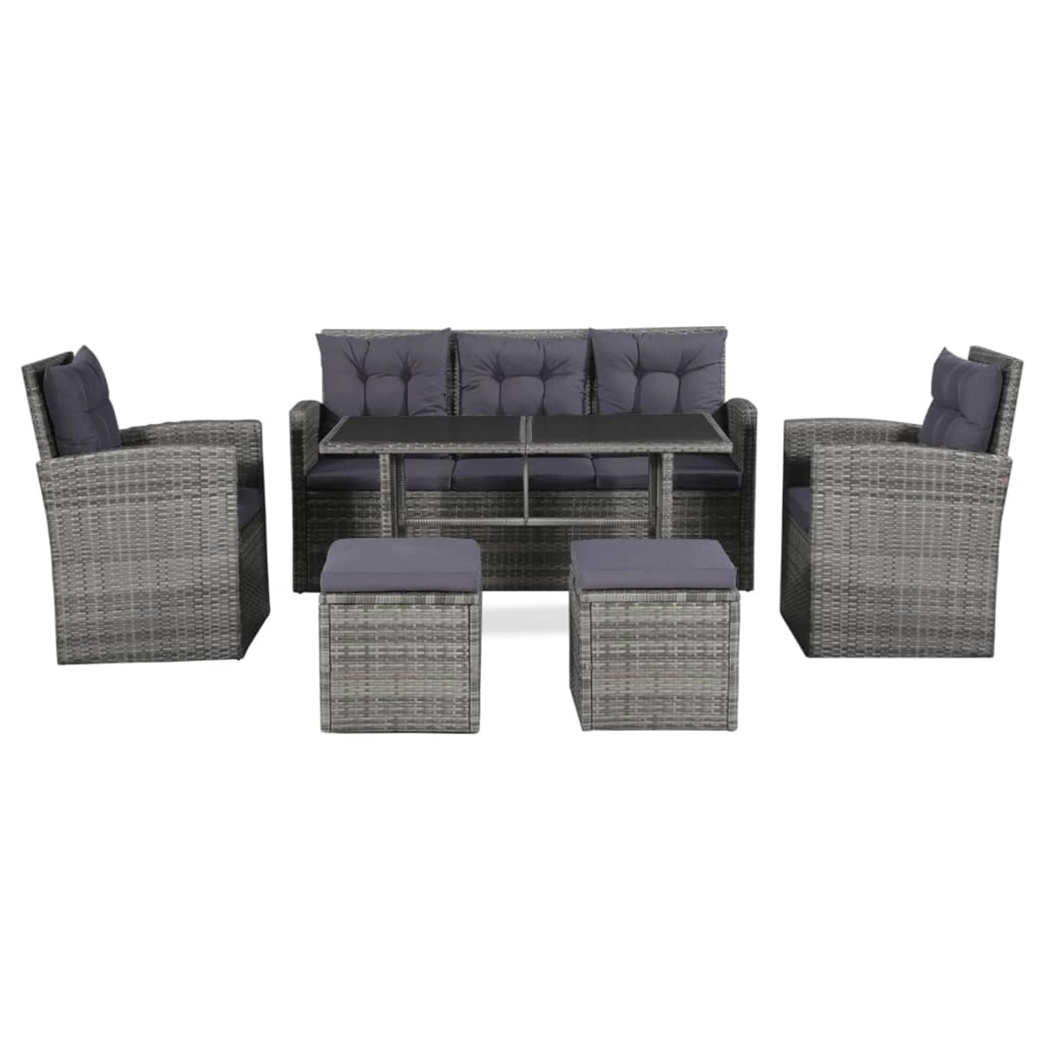 vidaXL 6-tlg Garten-Lounge-Set mit Auflagen Poly Rattan Grau Modell 8 vidaXL 6-tlg Garten-Lounge-Set mit Auflagen Poly Rattan Grau Modell 8 von VIDAXL