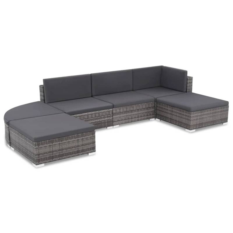 vidaXL 6-tlg Garten-Lounge-Set mit Auflagen Poly Rattan Grau Modell 9 von VIDAXL