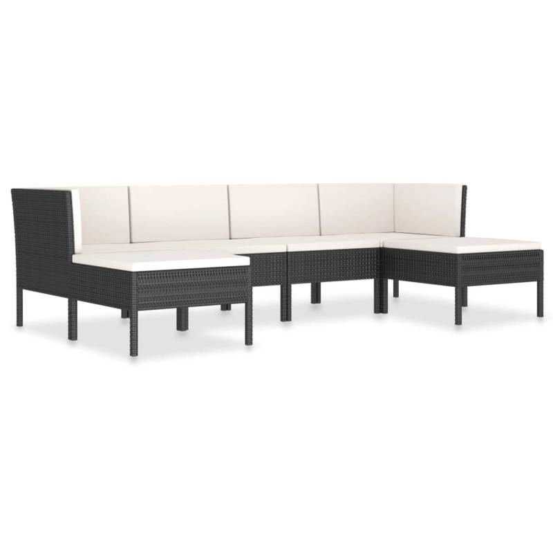 vidaXL 6-tlg Garten-Lounge-Set mit Auflagen Poly Rattan Schwarz Modell 1 von VIDAXL