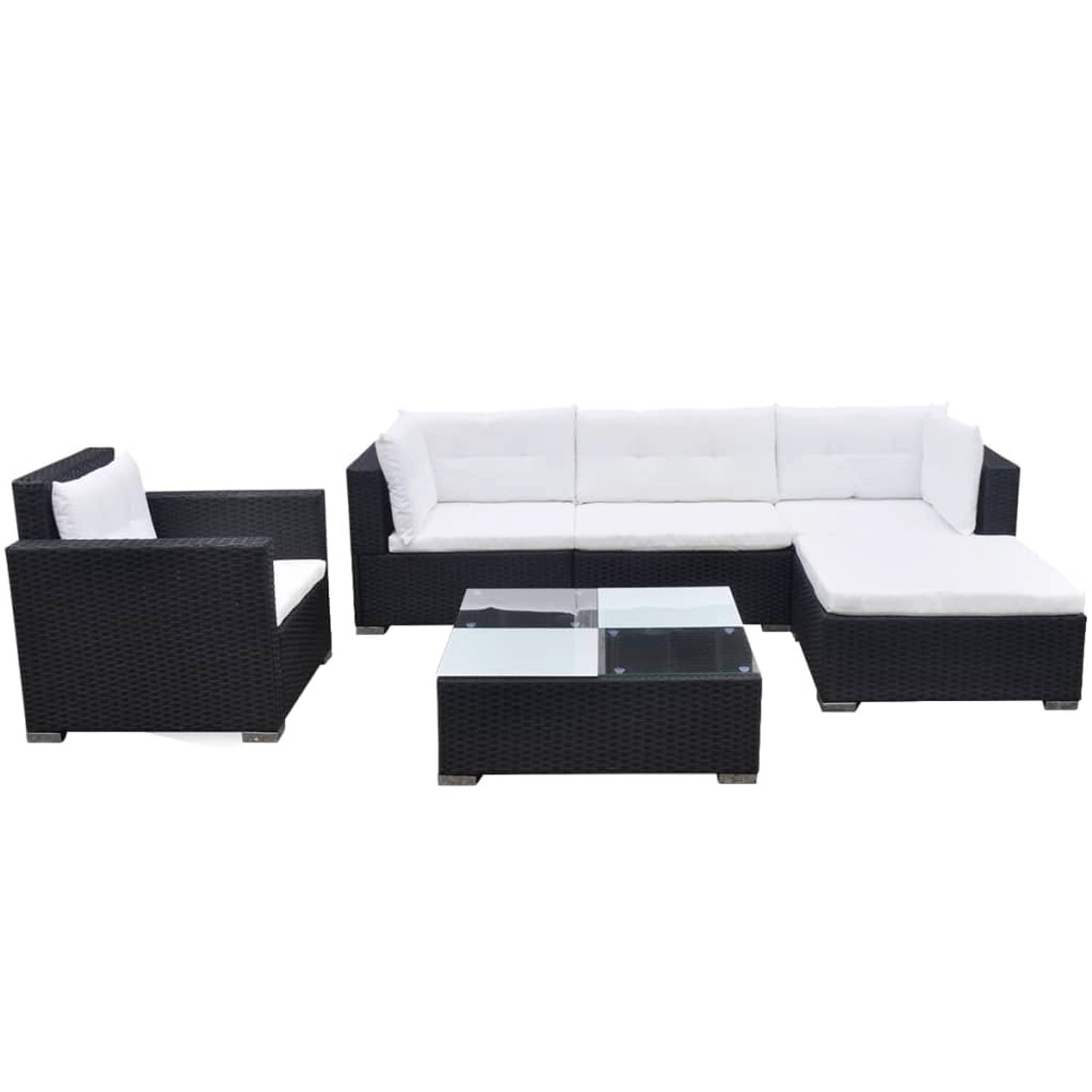 vidaXL 6-tlg Garten-Lounge-Set mit Auflagen Poly Rattan Schwarz Modell 10 vidaXL 6-tlg Garten-Lounge-Set mit Auflagen Poly Rattan Schwarz Modell 10 von VIDAXL