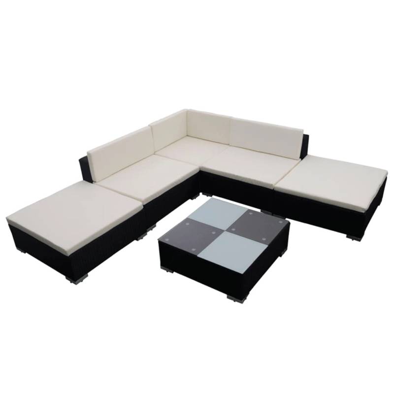 vidaXL 6-tlg Garten-Lounge-Set mit Auflagen Poly Rattan Schwarz Modell 11 von VIDAXL