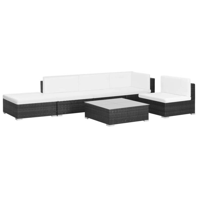 vidaXL 6-tlg Garten-Lounge-Set mit Auflagen Poly Rattan Schwarz Modell 19 von VIDAXL