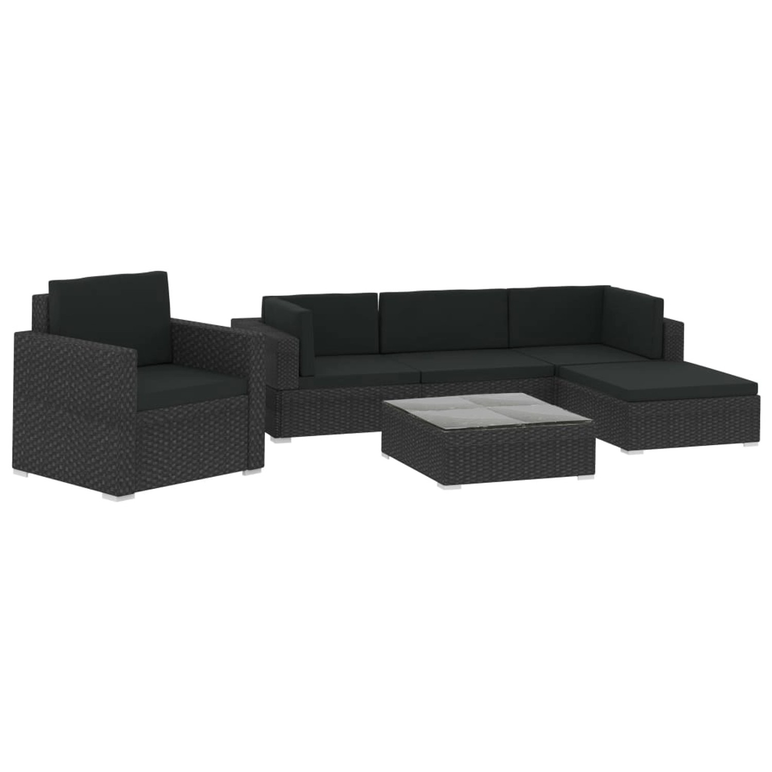 vidaXL 6-tlg Garten-Lounge-Set mit Auflagen Poly Rattan Schwarz Modell 23 vidaXL 6-tlg Garten-Lounge-Set mit Auflagen Poly Rattan Schwarz Modell 23 von VIDAXL