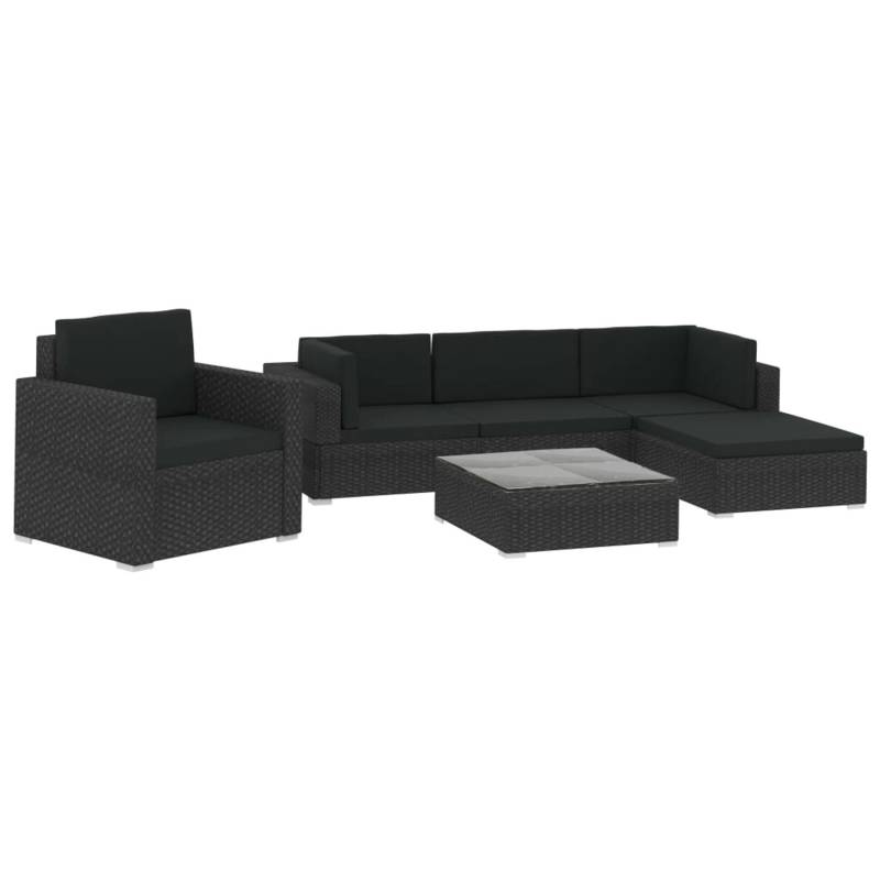 vidaXL 6-tlg Garten-Lounge-Set mit Auflagen Poly Rattan Schwarz Modell 23 von VIDAXL