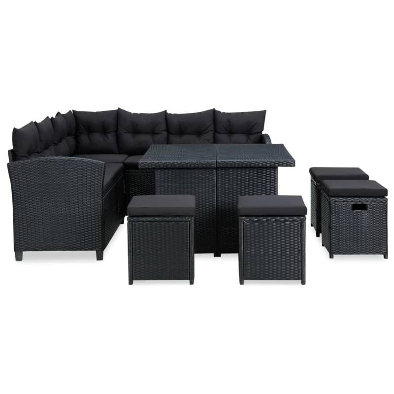 vidaXL 6-tlg Garten-Lounge-Set mit Auflagen Poly Rattan Schwarz Modell 7 von VIDAXL