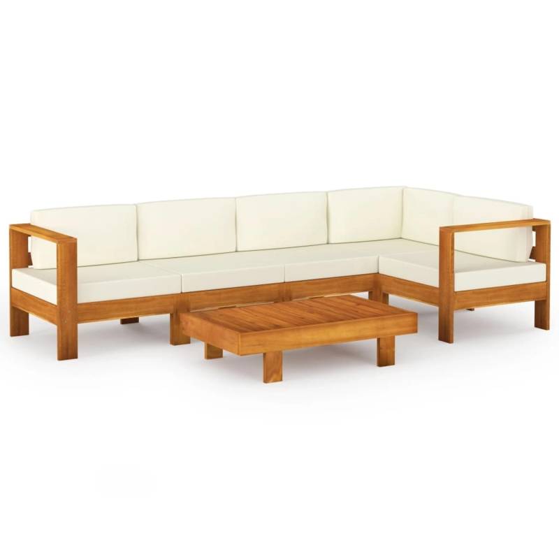 vidaXL 6-tlg Garten-Lounge-Set mit Creme Auflagen Massivholz Akazie Modell 1 von VIDAXL