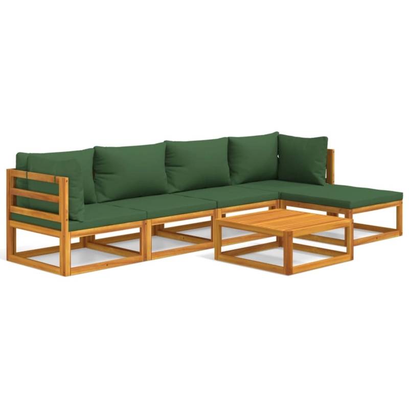 vidaXL 6-tlg Garten-Lounge-Set mit Grünen Kissen Massivholz Modell 7 von VIDAXL