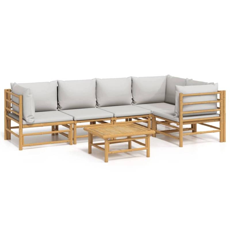 vidaXL 6-tlg Garten-Lounge-Set mit Hellgrauen Kissen Bambus Modell 3 von VIDAXL