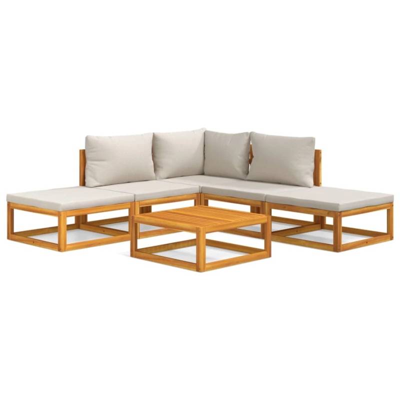 vidaXL 6-tlg Garten-Lounge-Set mit Hellgrauen Kissen Massivholz Modell 2 von VIDAXL
