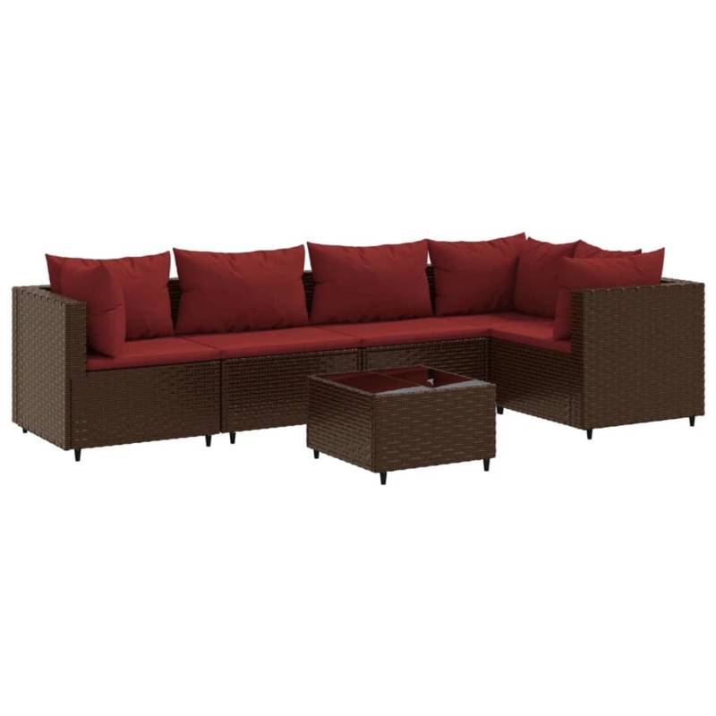 vidaXL 6-tlg Garten-Lounge-Set mit Kissen Braun Poly Rattan Modell 10 von VIDAXL