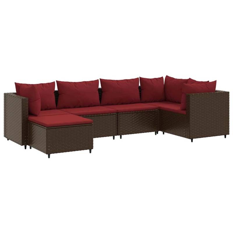 vidaXL 6-tlg Garten-Lounge-Set mit Kissen Braun Poly Rattan Modell 12 von VIDAXL