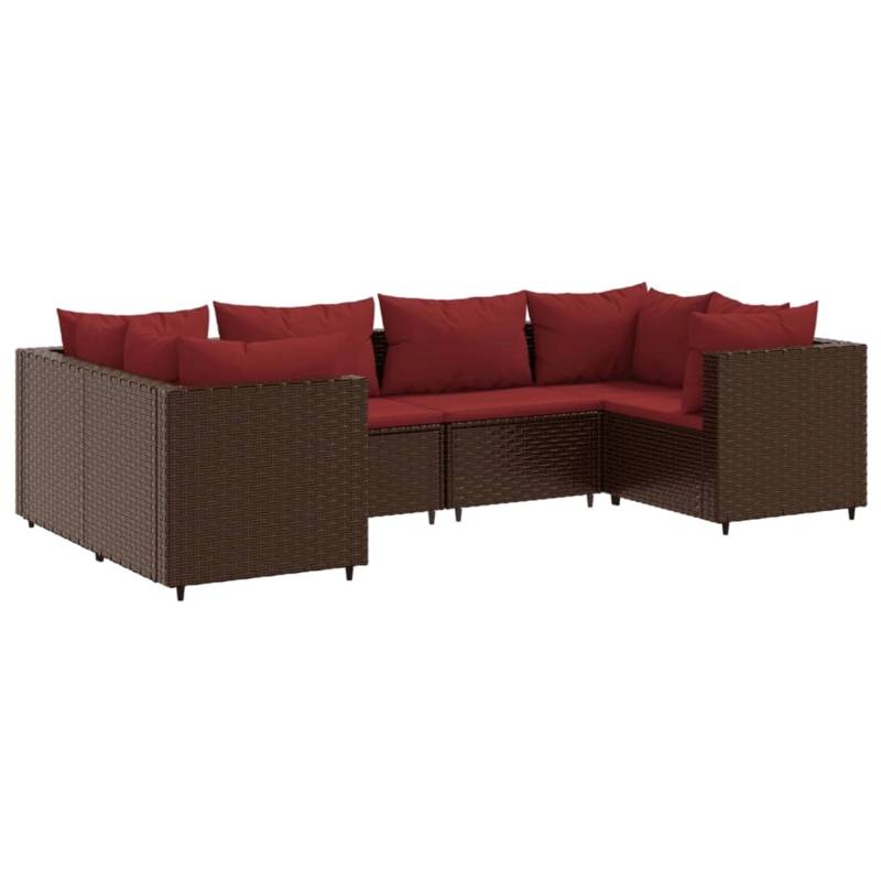 vidaXL 6-tlg Garten-Lounge-Set mit Kissen Braun Poly Rattan Modell 13 von VIDAXL