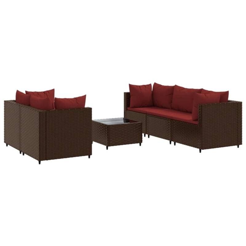vidaXL 6-tlg Garten-Lounge-Set mit Kissen Braun Poly Rattan Modell 18 von VIDAXL