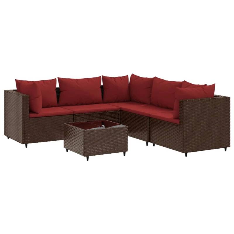 vidaXL 6-tlg Garten-Lounge-Set mit Kissen Braun Poly Rattan Modell 30 von VIDAXL