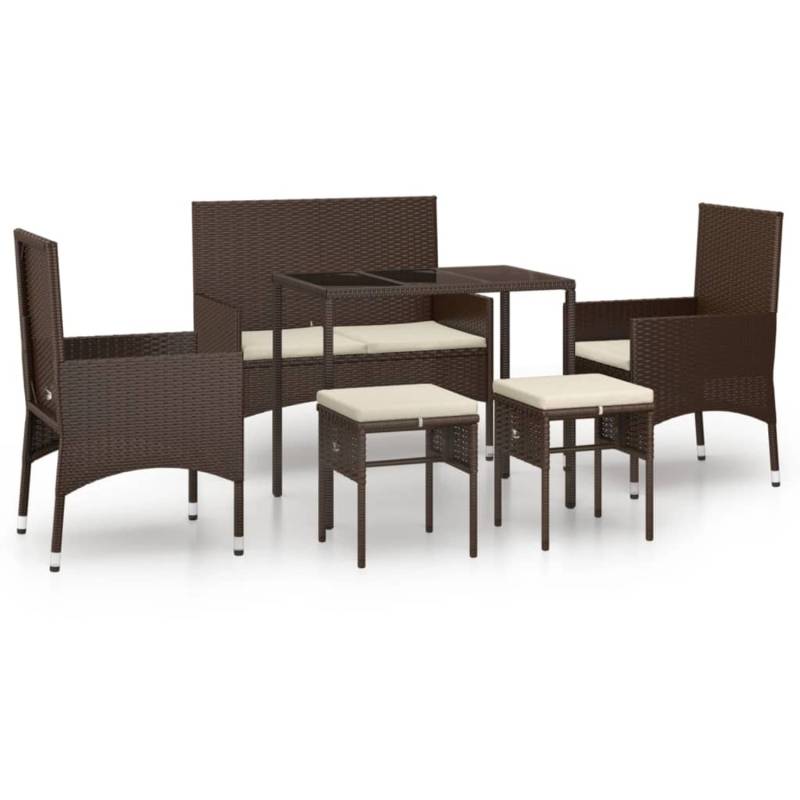 vidaXL 6-tlg Garten-Lounge-Set mit Kissen Braun Poly Rattan Modell 4 von VIDAXL