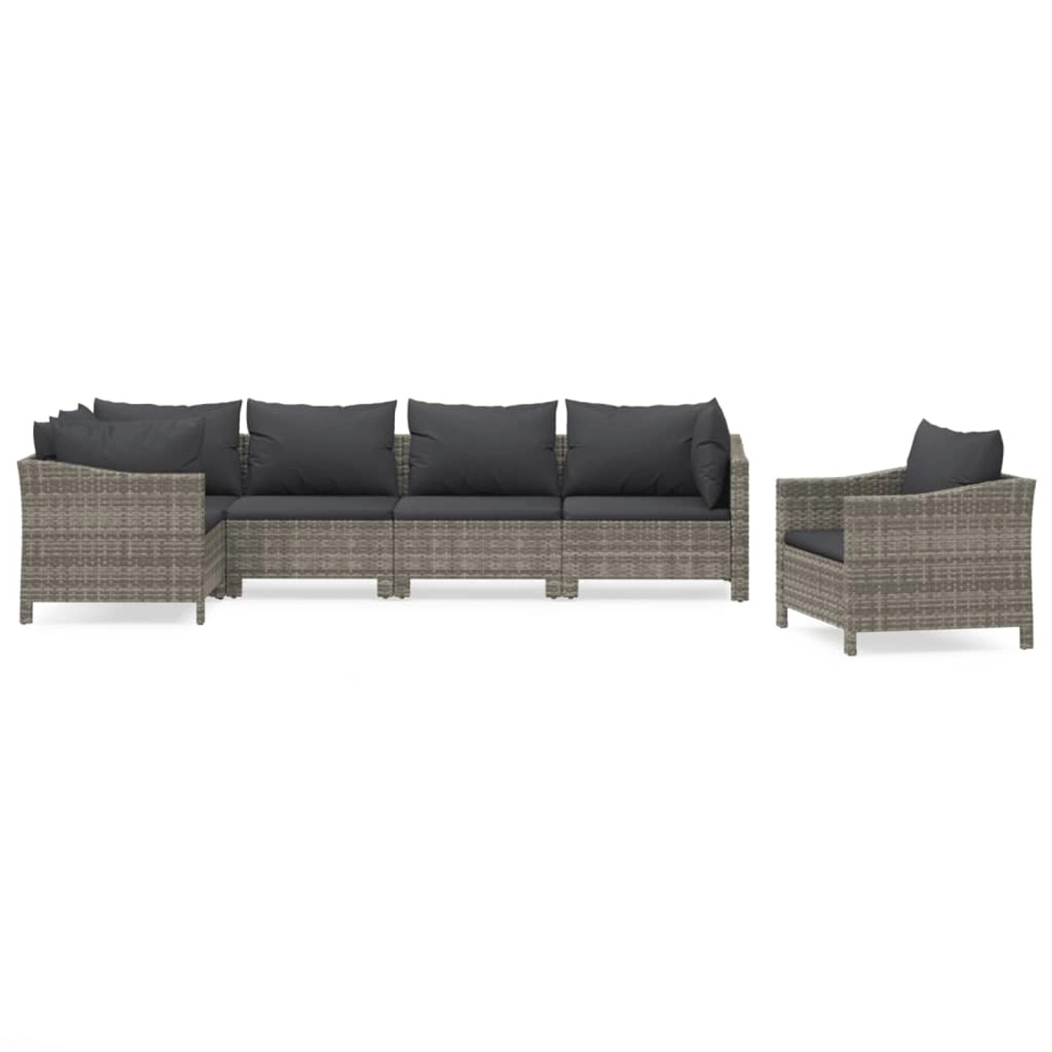 vidaXL 6-tlg Garten-Lounge-Set mit Kissen Grau Poly Rattan Modell 43 vidaXL 6-tlg Garten-Lounge-Set mit Kissen Grau Poly Rattan Modell 43 von VIDAXL