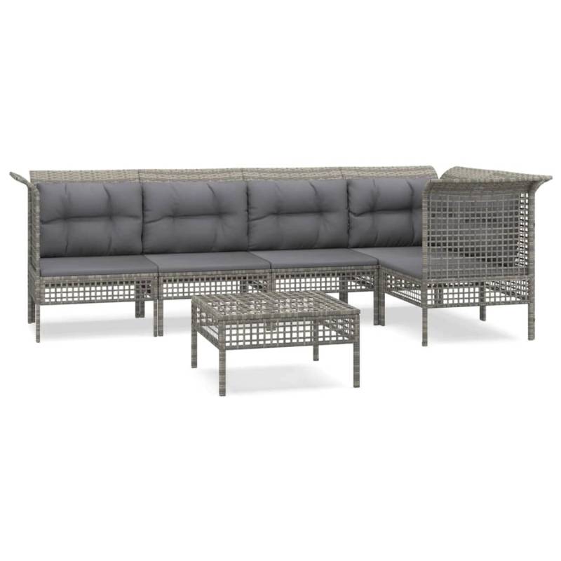 vidaXL 6-tlg Garten-Lounge-Set mit Kissen Grau Poly Rattan Modell 50 von VIDAXL