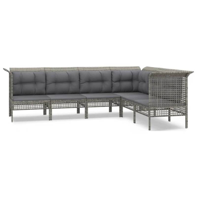 vidaXL 6-tlg Garten-Lounge-Set mit Kissen Grau Poly Rattan Modell 54 von VIDAXL