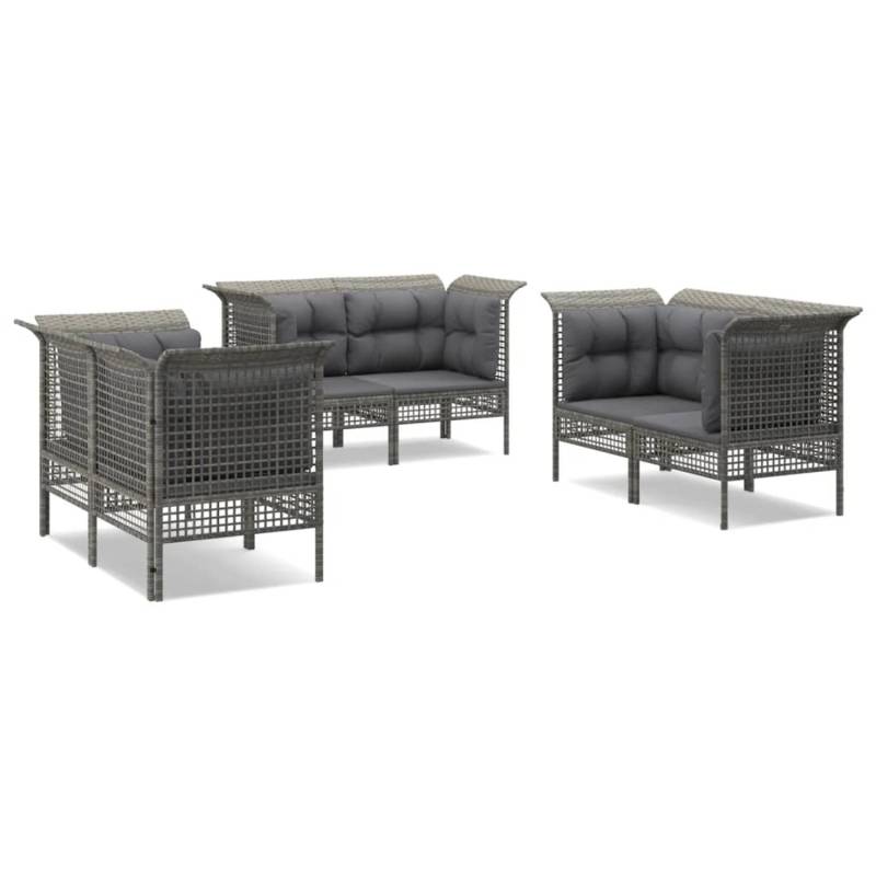 vidaXL 6-tlg Garten-Lounge-Set mit Kissen Grau Poly Rattan Modell 57 von VIDAXL