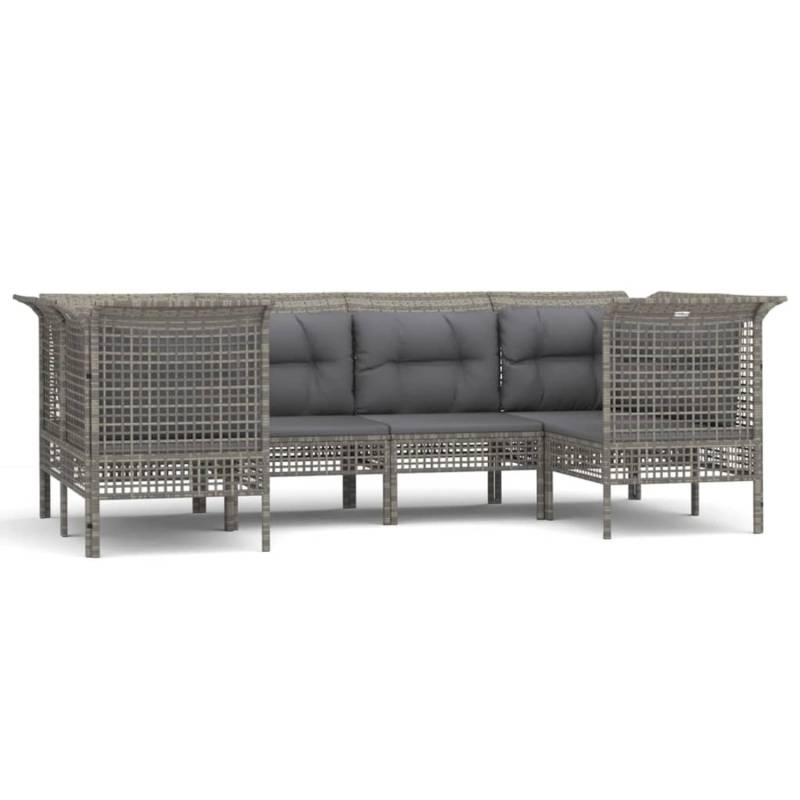 vidaXL 6-tlg Garten-Lounge-Set mit Kissen Grau Poly Rattan Modell 58 von VIDAXL