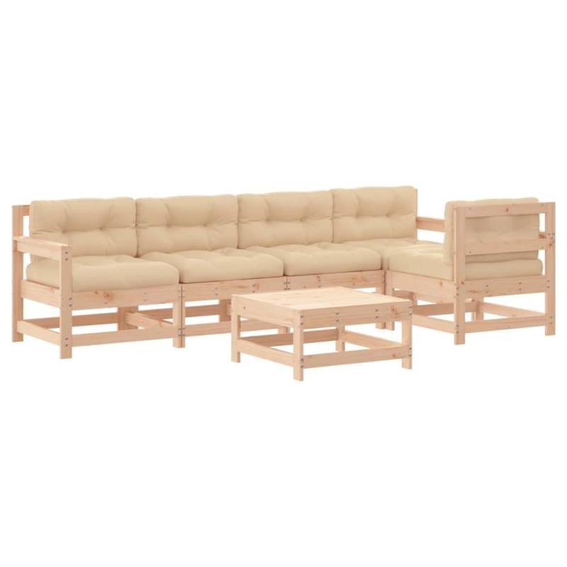 vidaXL 6-tlg Garten-Lounge-Set mit Kissen Massivholz Modell 2 von VIDAXL