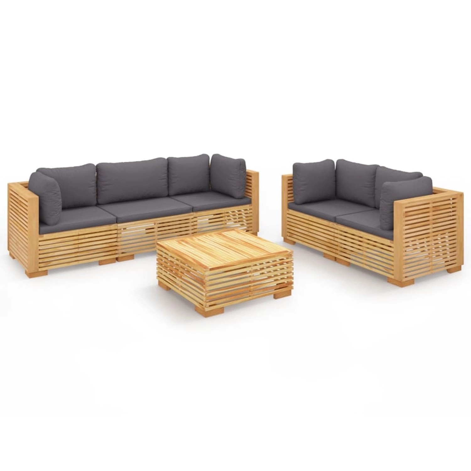 vidaXL 6-tlg Garten-Lounge-Set mit Kissen Massivholz Teak Modell 3 von VIDAXL