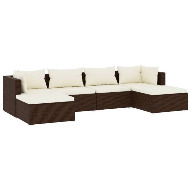 vidaXL 6-tlg Garten-Lounge-Set mit Kissen Poly Rattan Braun Modell 22 von VIDAXL