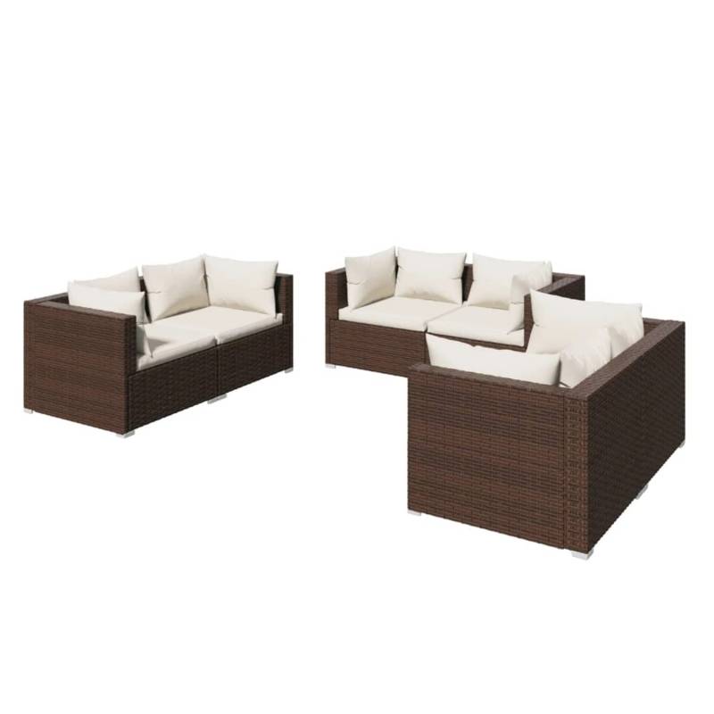vidaXL 6-tlg Garten-Lounge-Set mit Kissen Poly Rattan Braun Modell 43 von VIDAXL