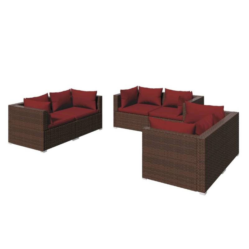 vidaXL 6-tlg Garten-Lounge-Set mit Kissen Poly Rattan Braun Modell 44 von VIDAXL