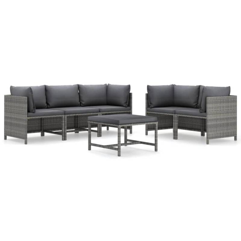 vidaXL 6-tlg Garten-Lounge-Set mit Kissen Poly Rattan Grau Modell 11 von VIDAXL