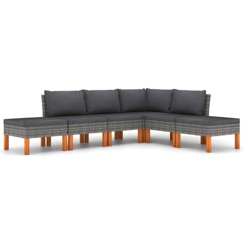 vidaXL 6-tlg Garten-Lounge-Set mit Kissen Poly Rattan Grau Modell 2 von VIDAXL
