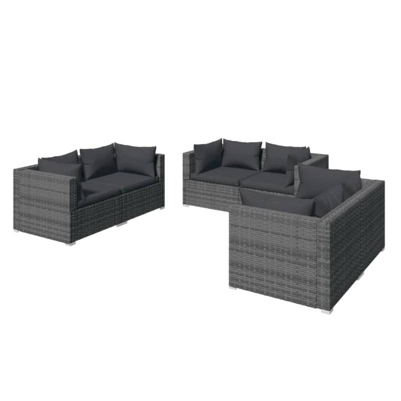 vidaXL 6-tlg Garten-Lounge-Set mit Kissen Poly Rattan Grau Modell 41 von VIDAXL