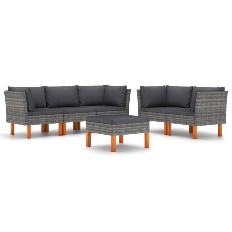 vidaXL 6-tlg Garten-Lounge-Set mit Kissen Poly Rattan Grau Modell 5 von VIDAXL