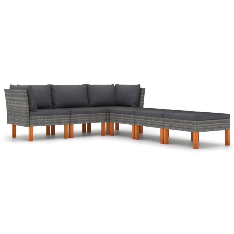 vidaXL 6-tlg Garten-Lounge-Set mit Kissen Poly Rattan Grau Modell 6 von VIDAXL