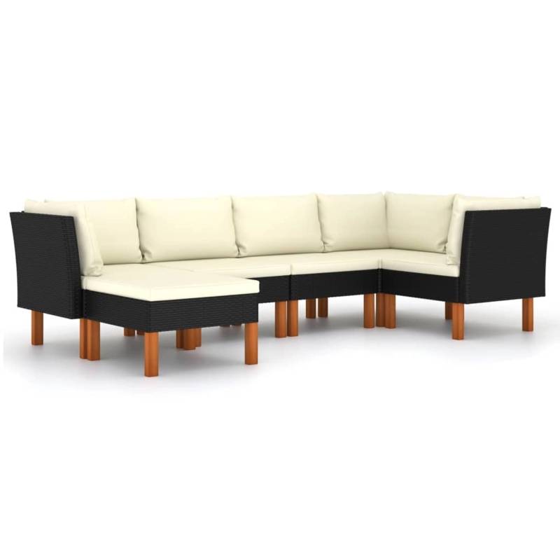 vidaXL 6-tlg Garten-Lounge-Set mit Kissen Poly Rattan Schwarz Modell 1 von VIDAXL
